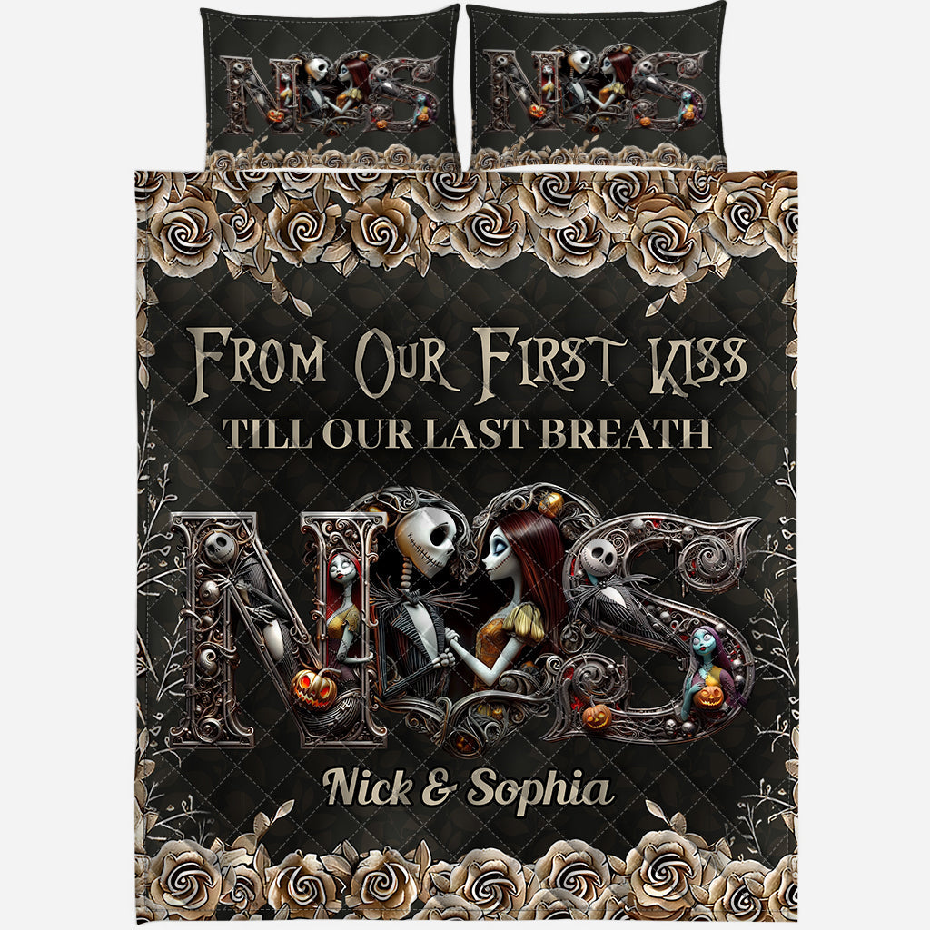 Personalized Nightmare Quilt Set Custom Name Gift for Couples Quilt Set GradoCreations