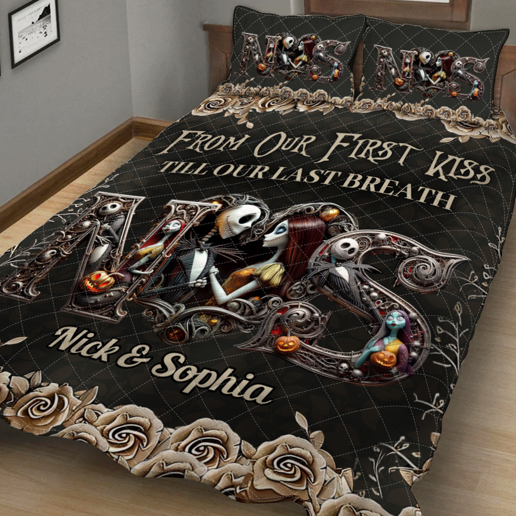 Personalized Nightmare Quilt Set Custom Name Gift for Couples Quilt Set GradoCreations