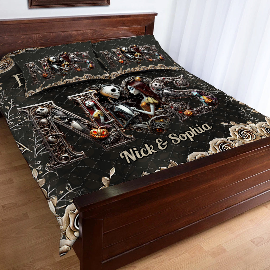 Personalized Nightmare Quilt Set Custom Name Gift for Couples Quilt Set GradoCreations