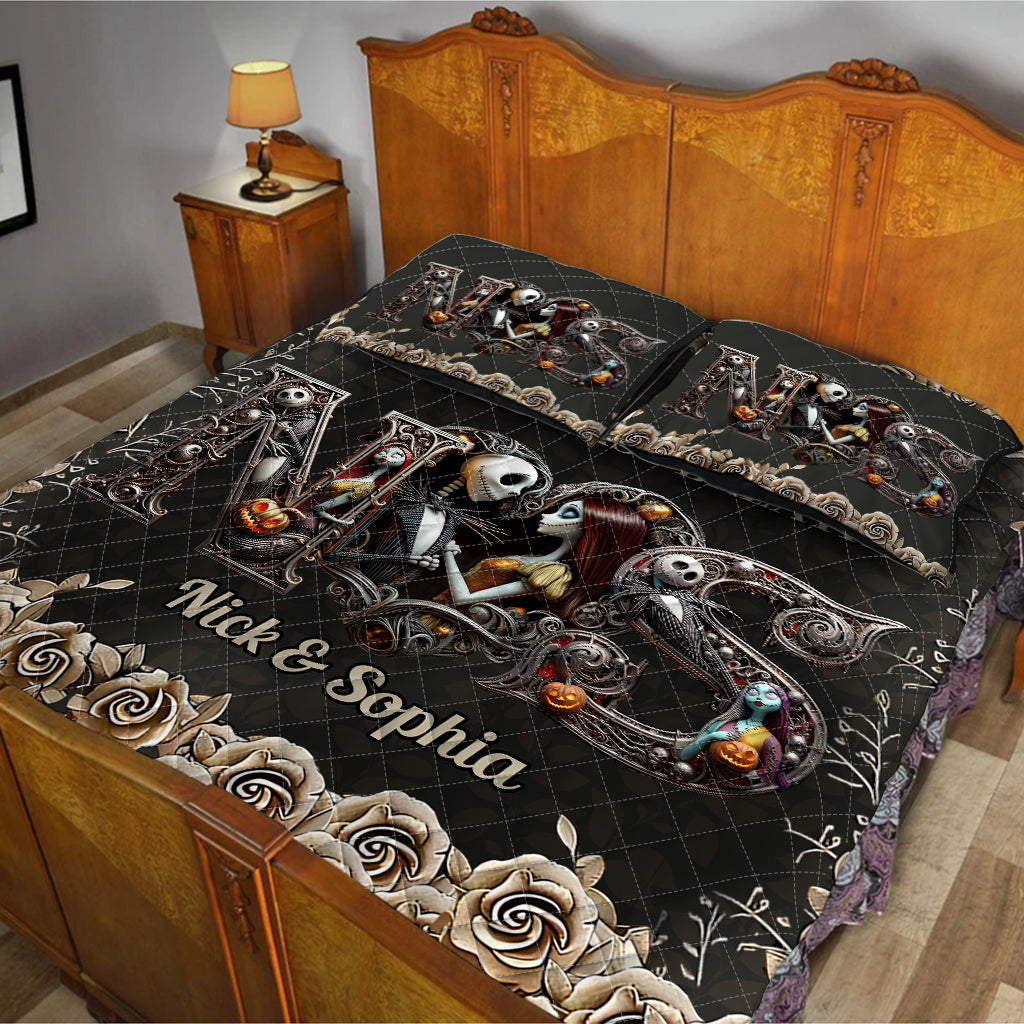 Personalized Nightmare Quilt Set Custom Name Gift for Couples Quilt Set GradoCreations