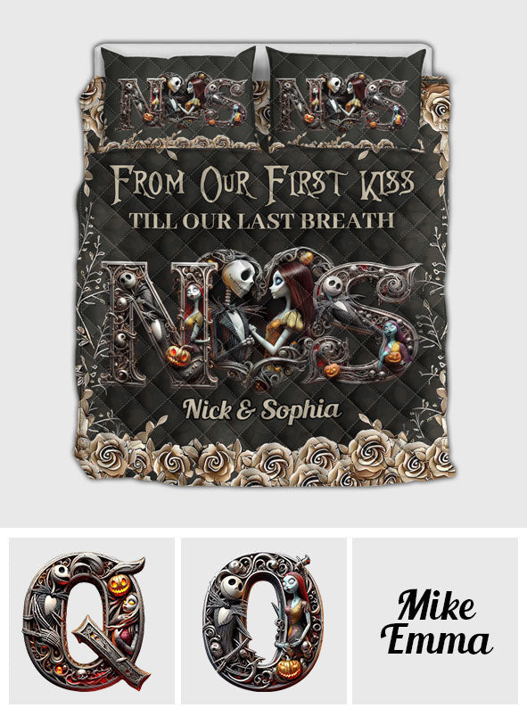 Personalized Nightmare Quilt Set Custom Name Gift for Couples Quilt Set GradoCreations