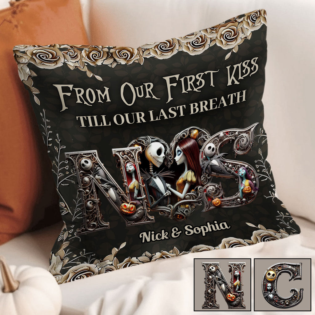 Personalized Nightmare Themed Throw Pillow Custom Names Gift for Couple Throw Pillow GradoCreations