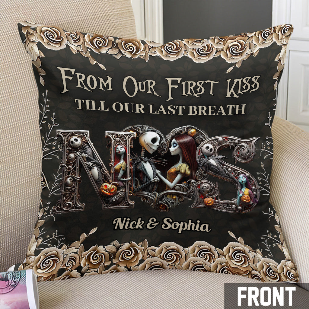 Personalized Nightmare Themed Throw Pillow Custom Names Gift for Couple Throw Pillow GradoCreations
