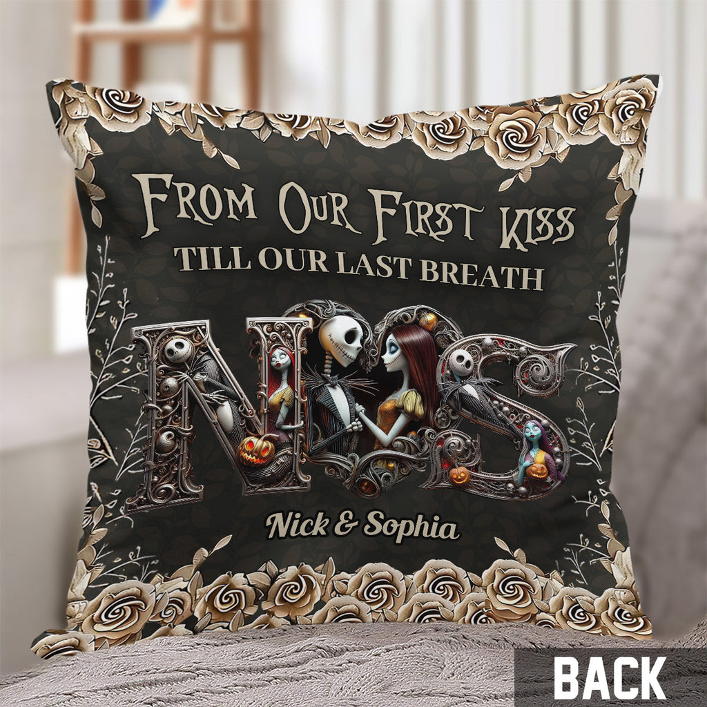 Personalized Nightmare Themed Throw Pillow Custom Names Gift for Couple Throw Pillow GradoCreations