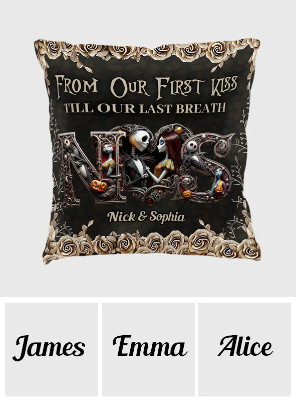 Personalized Nightmare Themed Throw Pillow Custom Names Gift for Couple Throw Pillow GradoCreations