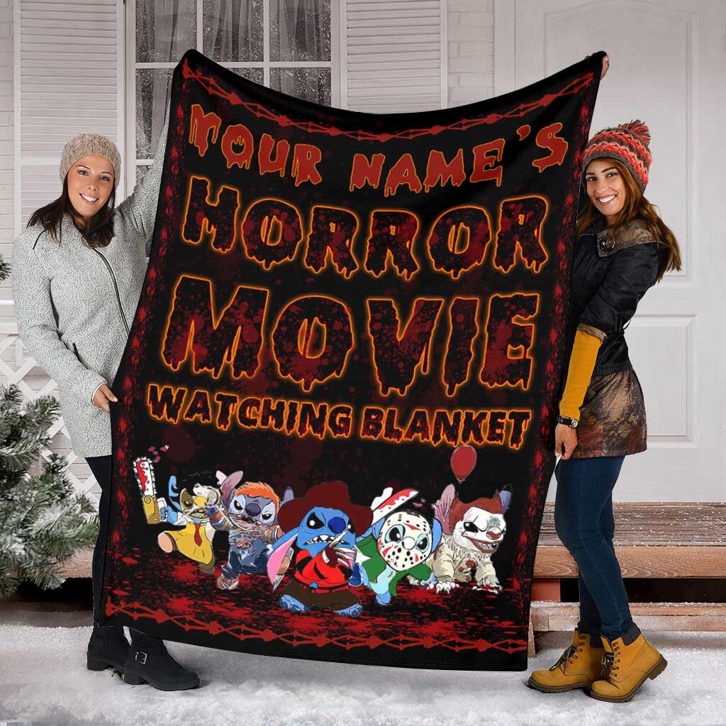 Personalized Horror Movie Watching Blanket Custom Name Gift for Halloween Blanket GradoCreations