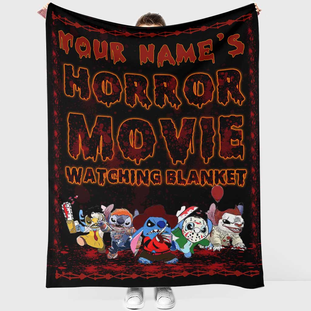 Personalized Horror Movie Watching Blanket Custom Name Gift for Halloween Blanket GradoCreations
