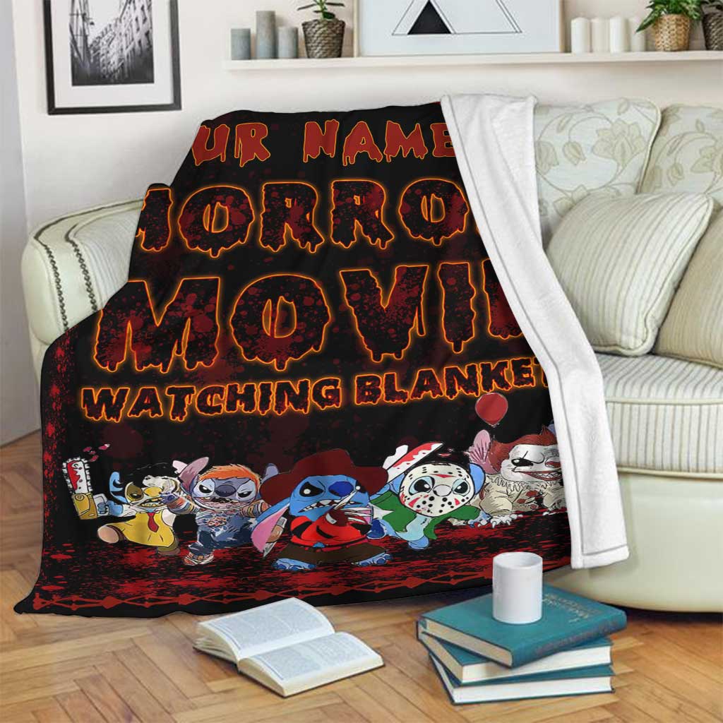 Personalized Horror Movie Watching Blanket Custom Name Gift for Halloween Blanket GradoCreations