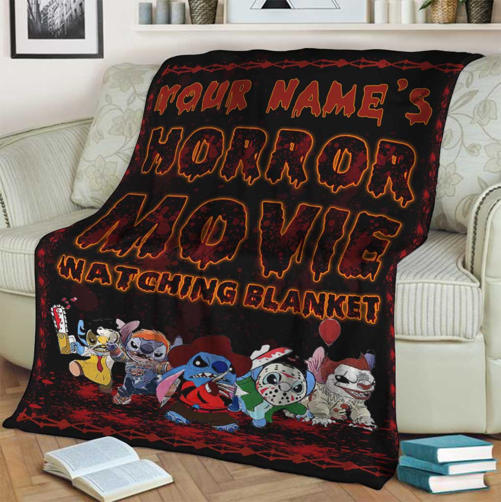 Personalized Horror Movie Watching Blanket Custom Name Gift for Halloween Blanket GradoCreations