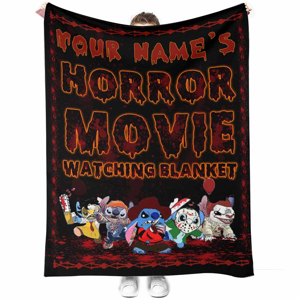 Personalized Horror Movie Watching Blanket Custom Name Gift for Halloween Blanket GradoCreations