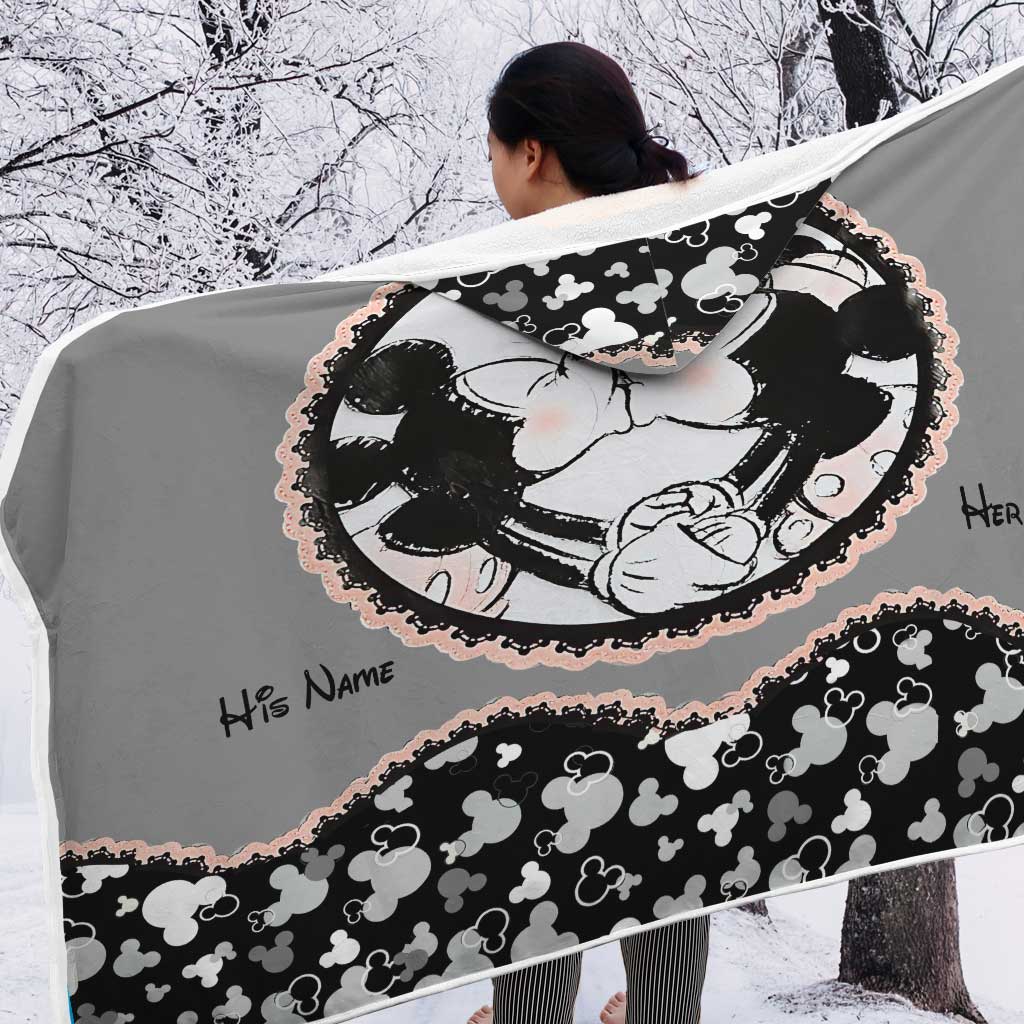 Personalized Mouse Hooded Blanket Custom Name Gift for Couples Hooded Blanket GradoCreations