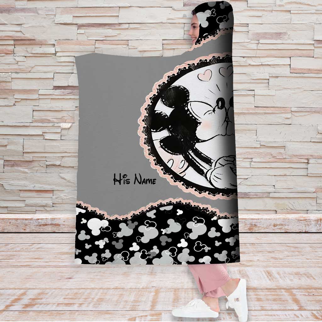 Personalized Mouse Hooded Blanket Custom Name Gift for Couples Hooded Blanket GradoCreations