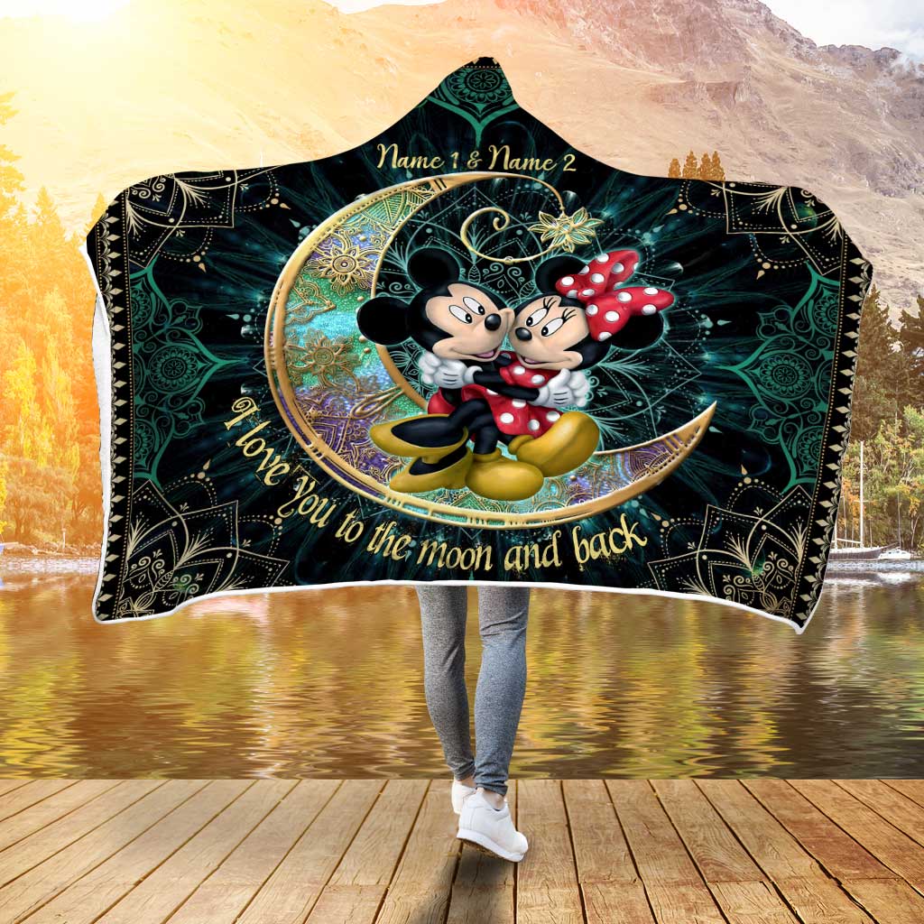 Personalized Hooded Blanket to the Moon and Back Gift for Couple Hooded Blanket GradoCreations