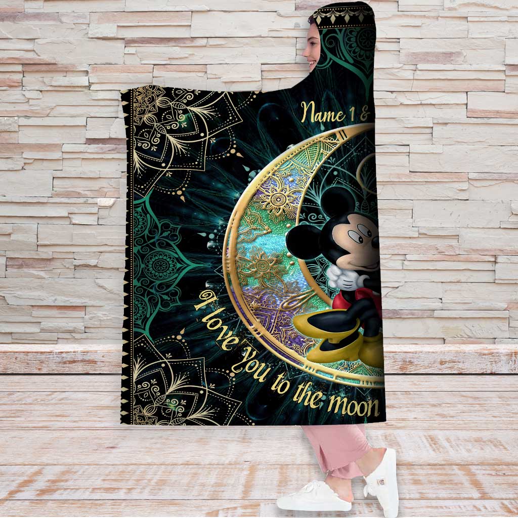 Personalized Hooded Blanket to the Moon and Back Gift for Couple Hooded Blanket GradoCreations