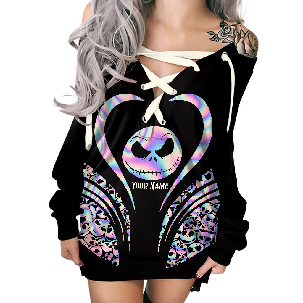 Personalized Halloween Off Shoulder Dress Custom Name Gift Off Shoulder Dress GradoCreations
