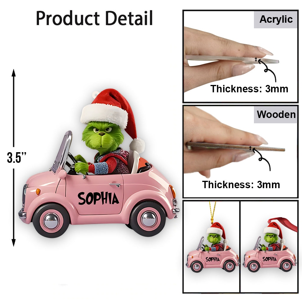 Personalized Christmas Ornament with Custom Names - Acrylic Car Design Ornament GradoCreations