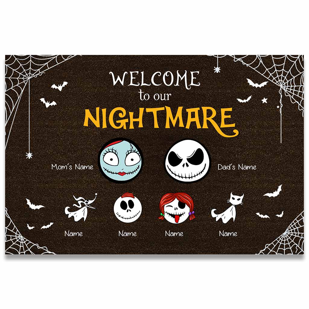 Personalized Halloween Doormat Custom Family Names Welcome Gift Doormat GradoCreations