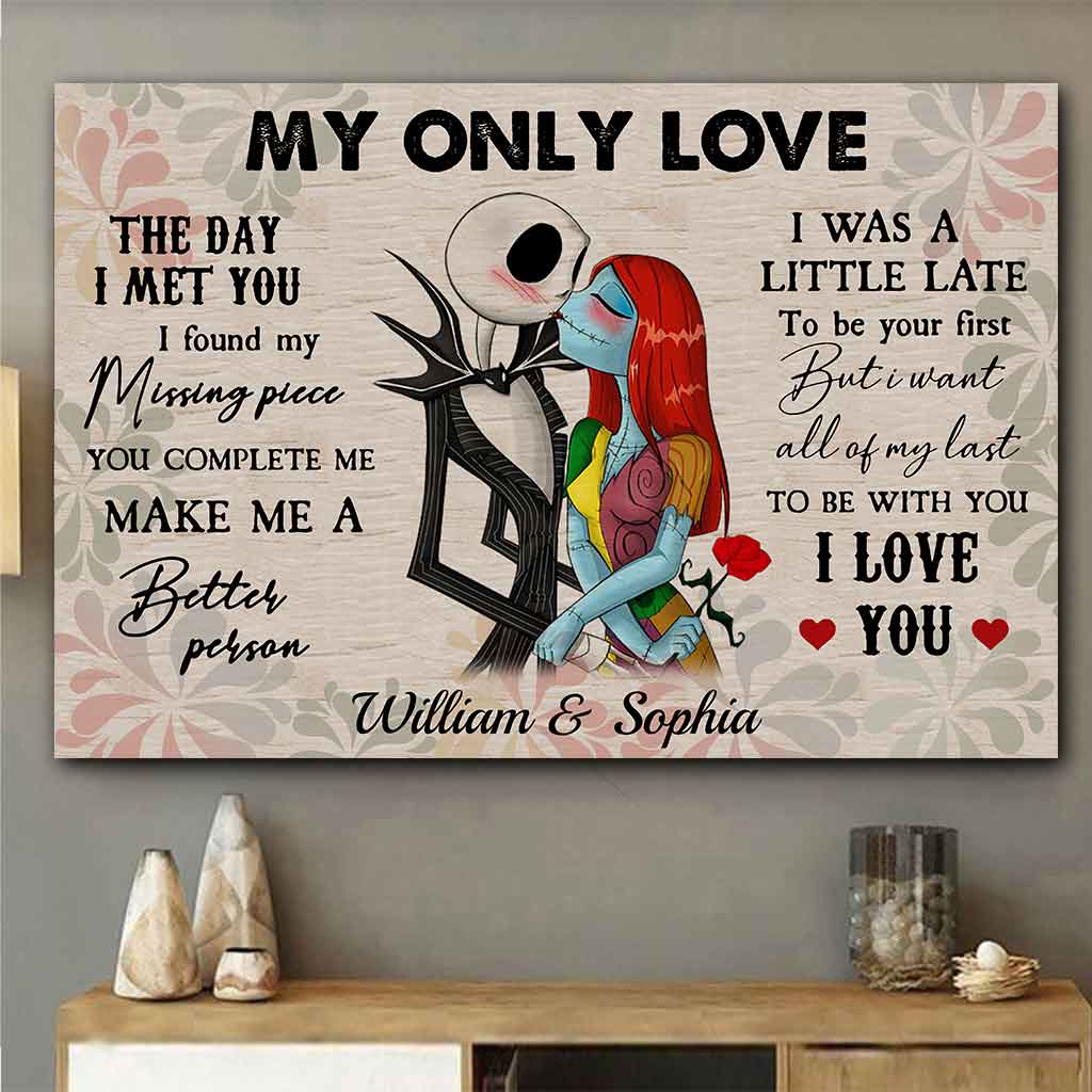 Personalized Nightmare Before Christmas Poster Custom Couple Gift for Engagement Anniversary Canvas and Poster GradoCreations