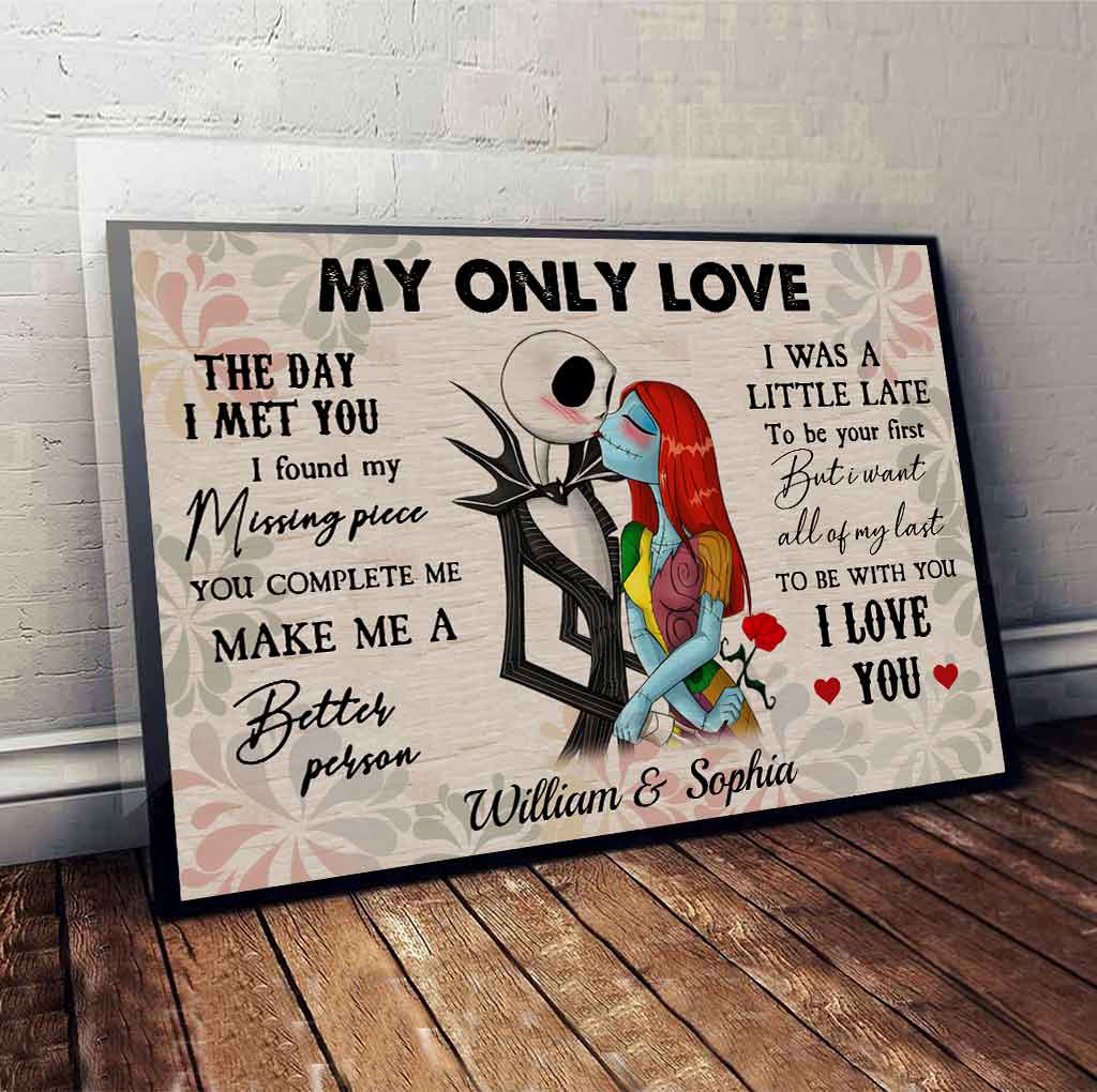 Personalized Nightmare Before Christmas Poster Custom Couple Gift for Engagement Anniversary Canvas and Poster GradoCreations