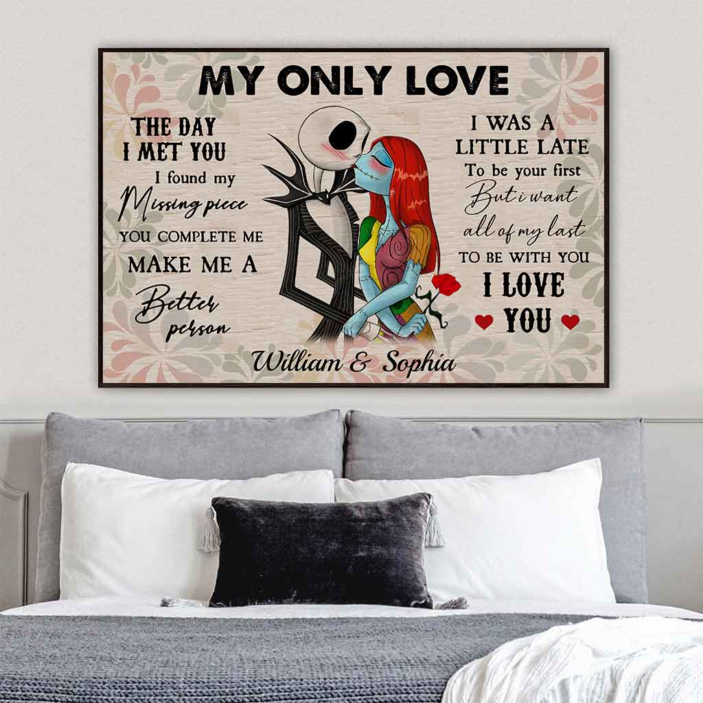 Personalized Nightmare Before Christmas Poster Custom Couple Gift for Engagement Anniversary Canvas and Poster GradoCreations
