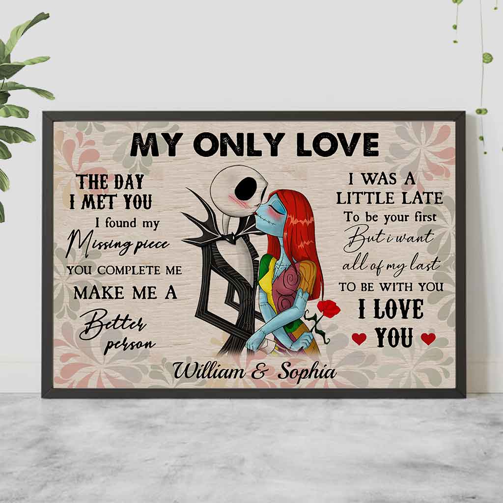 Personalized Nightmare Before Christmas Poster Custom Couple Gift for Engagement Anniversary Canvas and Poster GradoCreations