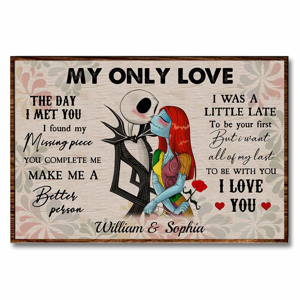 Personalized Nightmare Before Christmas Poster Custom Couple Gift for Engagement Anniversary Canvas and Poster GradoCreations