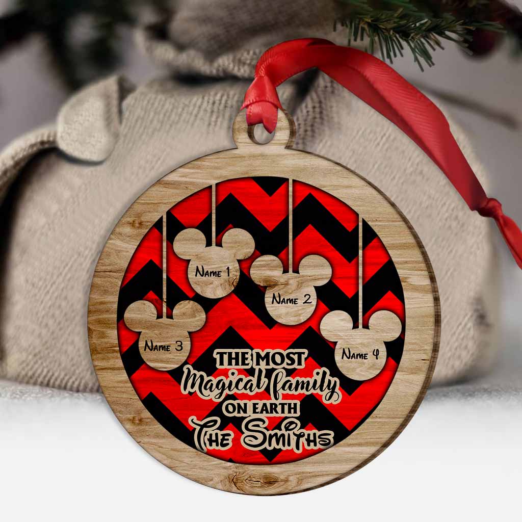 Personalized Mickey Mouse Family Wood Ornament Custom Names Christmas Gift Layered Wood Ornament GradoCreations