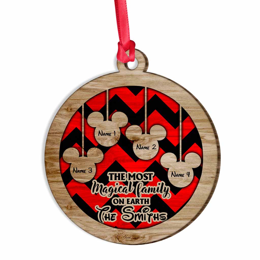 Personalized Mickey Mouse Family Wood Ornament Custom Names Christmas Gift Layered Wood Ornament GradoCreations