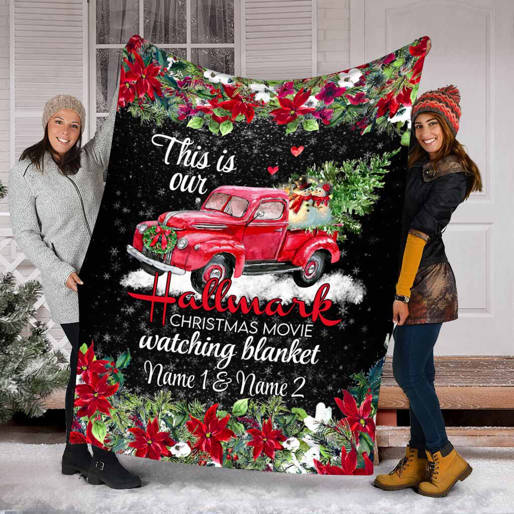 Personalized Christmas Movie Watching Blanket Custom Name Gift Blanket GradoCreations