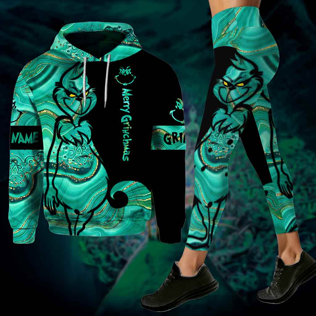 Personalized Grinch Hoodie and Leggings Set Custom Name Gift Hoodie & Leggings GradoCreations