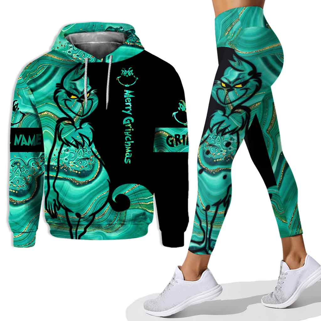 Personalized Grinch Hoodie and Leggings Set Custom Name Gift Hoodie & Leggings GradoCreations