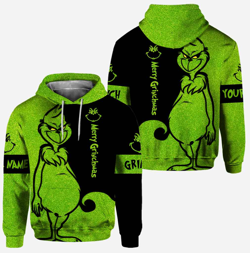 Personalized Grinch Hoodie and Leggings Set for Christmas Hoodie & Leggings GradoCreations