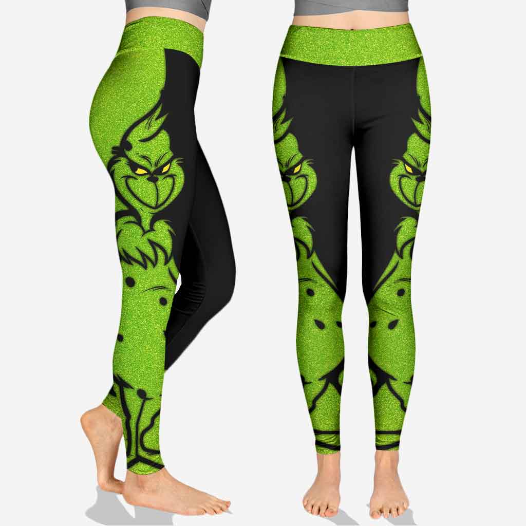 Personalized Grinch Hoodie and Leggings Set for Christmas Hoodie & Leggings GradoCreations