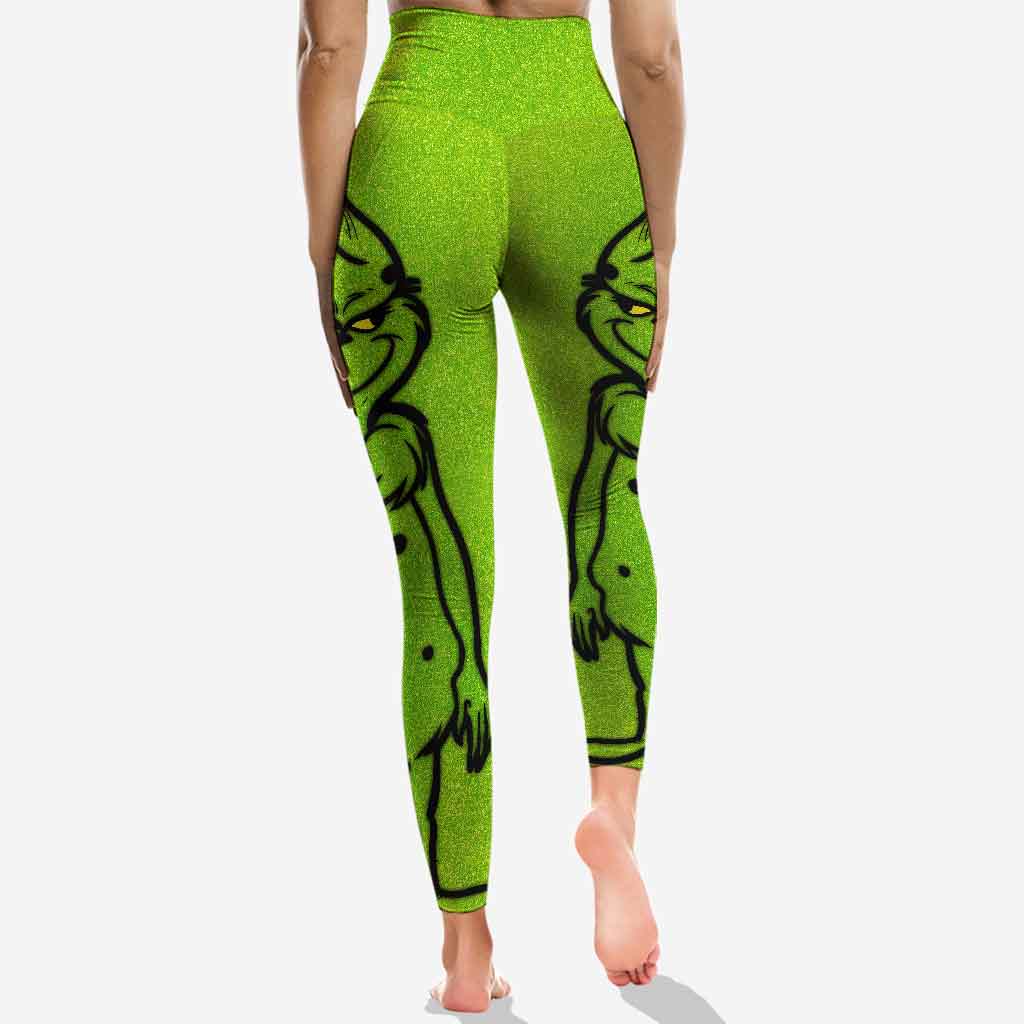 Personalized Grinch Hoodie and Leggings Set for Christmas Hoodie & Leggings GradoCreations