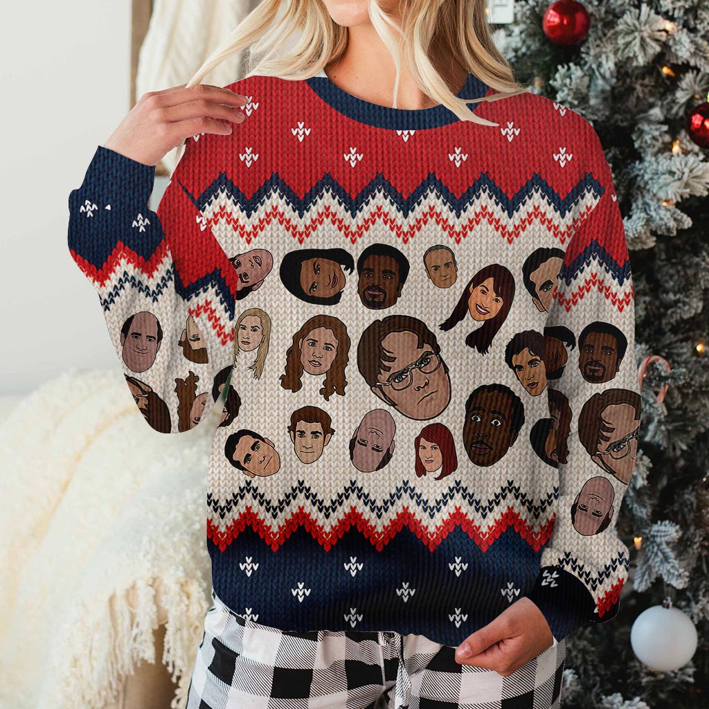 Personalized Christmas Sweater with Faux Wool Pattern for Gift Sweater GradoCreations