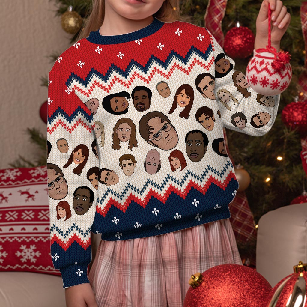 Personalized Christmas Sweater with Faux Wool Pattern for Gift Sweater GradoCreations