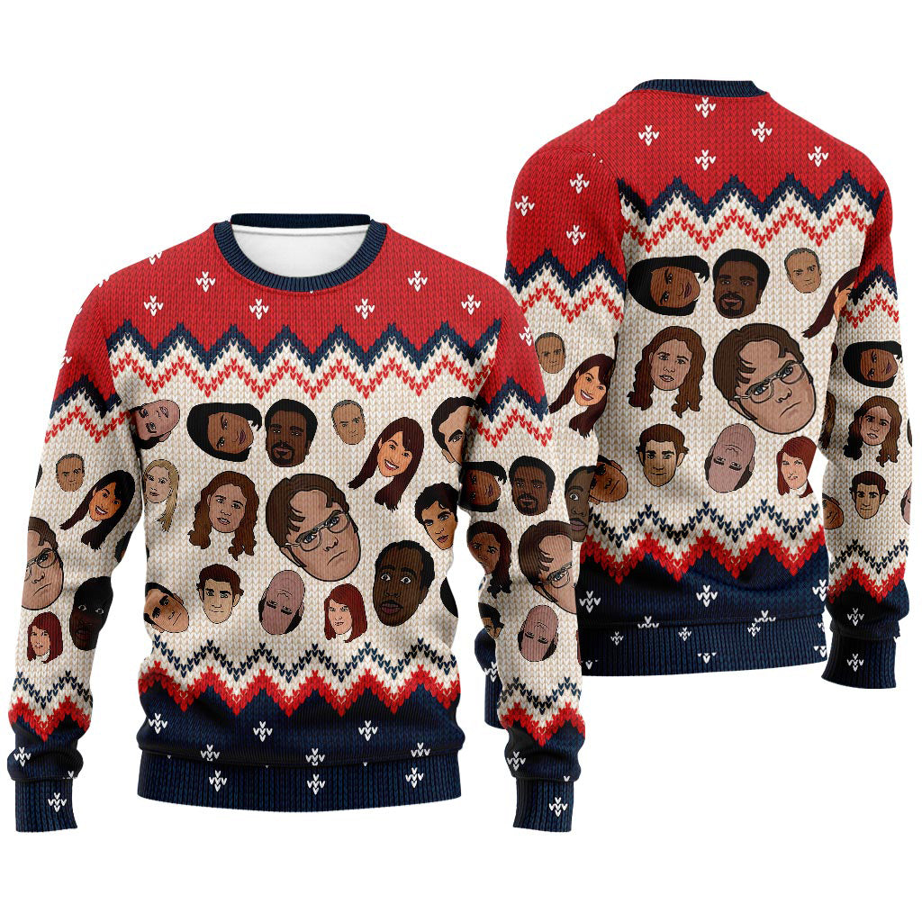 Personalized Christmas Sweater with Faux Wool Pattern for Gift Sweater GradoCreations