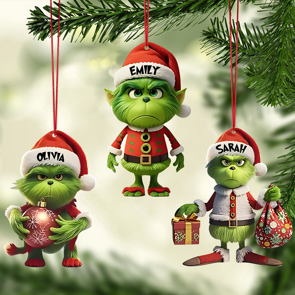 Personalized Grinch Christmas Ornament Custom Name Gift Ornament GradoCreations