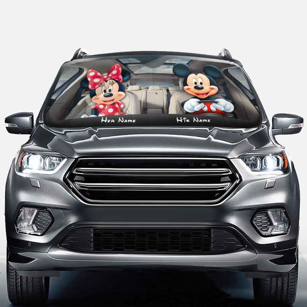 Personalized Mickey and Minnie Car Sunshade Custom Name Gift for Couples Car Sunshade GradoCreations