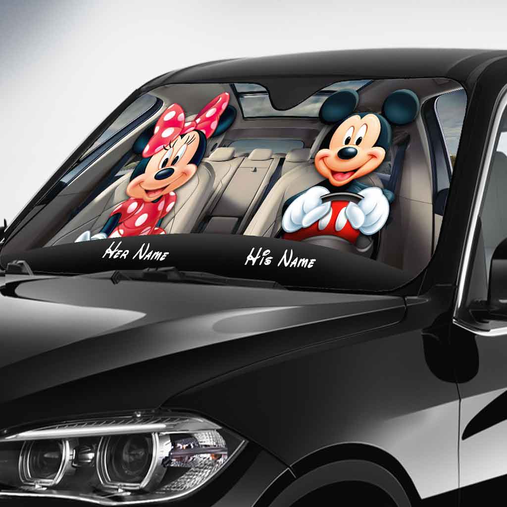 Personalized Mickey and Minnie Car Sunshade Custom Name Gift for Couples Car Sunshade GradoCreations