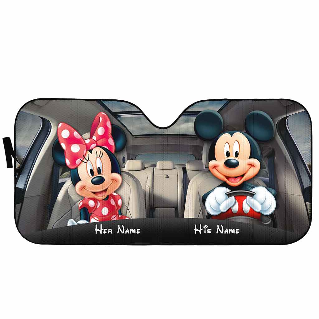 Personalized Mickey and Minnie Car Sunshade Custom Name Gift for Couples Car Sunshade GradoCreations