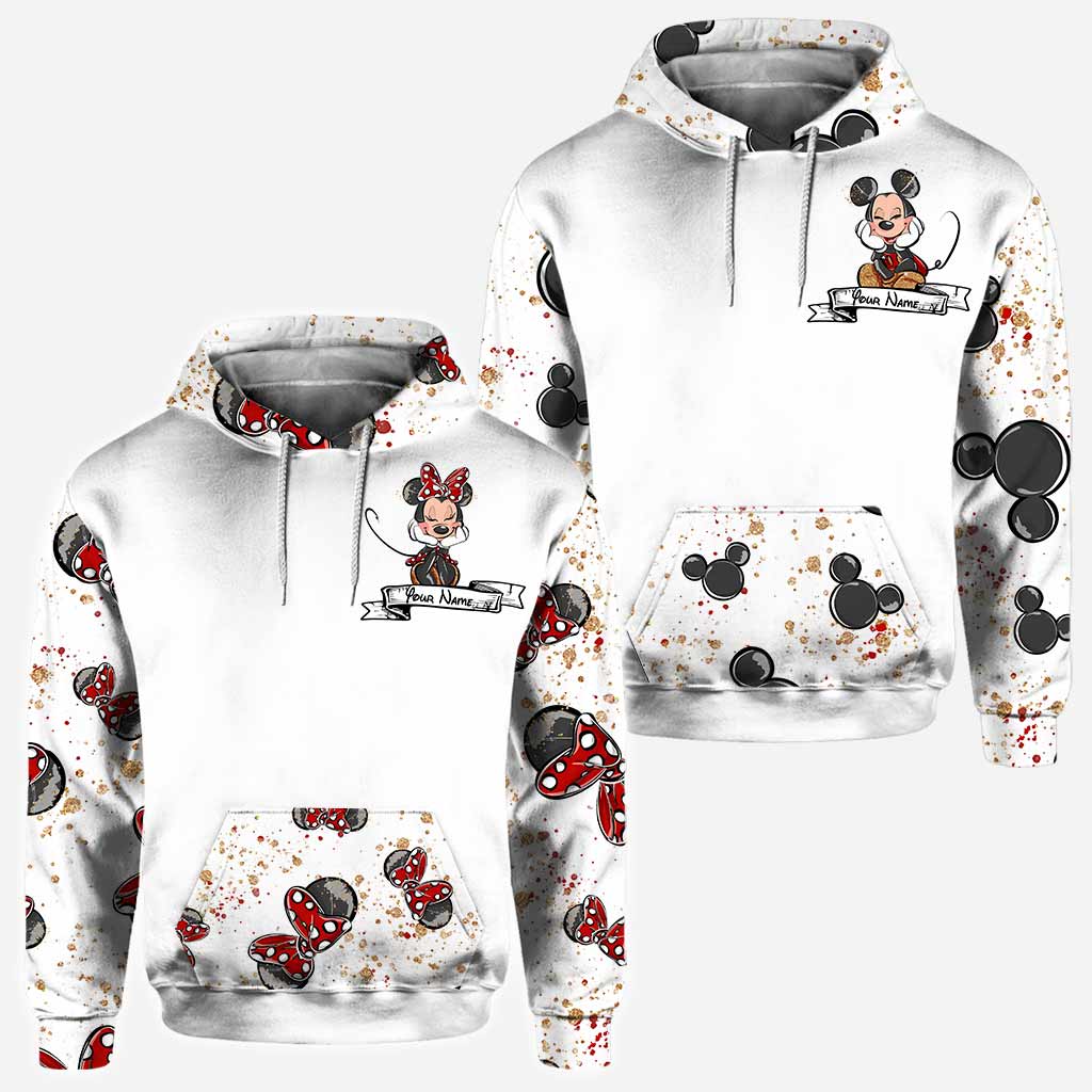 Personalized Mouse Ears Hoodie & T-Shirt Set for Couples - Unique Gift Idea All Over Shirt GradoCreations