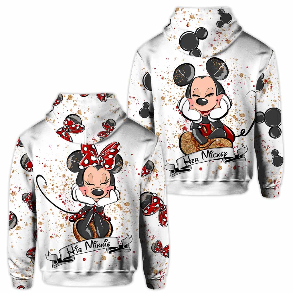 Personalized Mouse Ears Hoodie & T-Shirt Set for Couples - Unique Gift Idea All Over Shirt GradoCreations