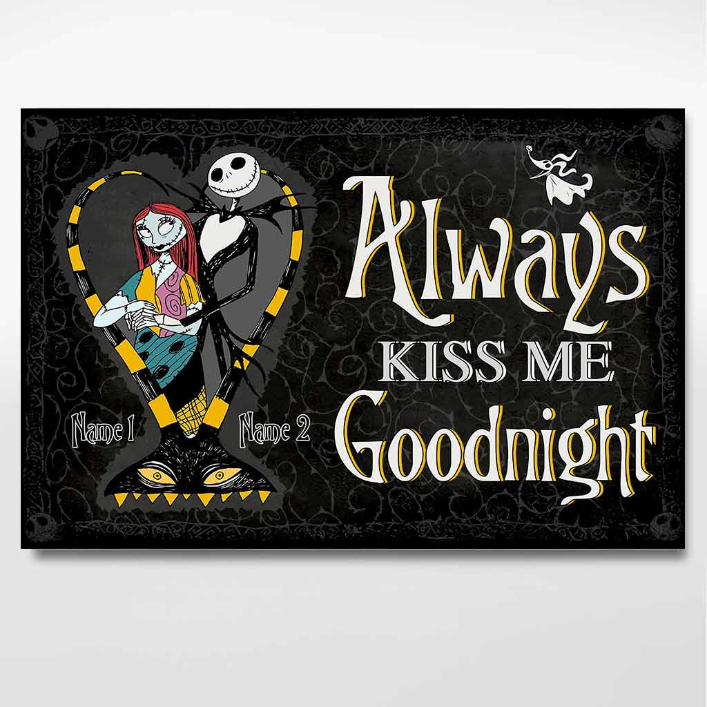Personalized Nightmare Couple Poster Always Kiss Me Goodnight Gift Canvas and Poster GradoCreations
