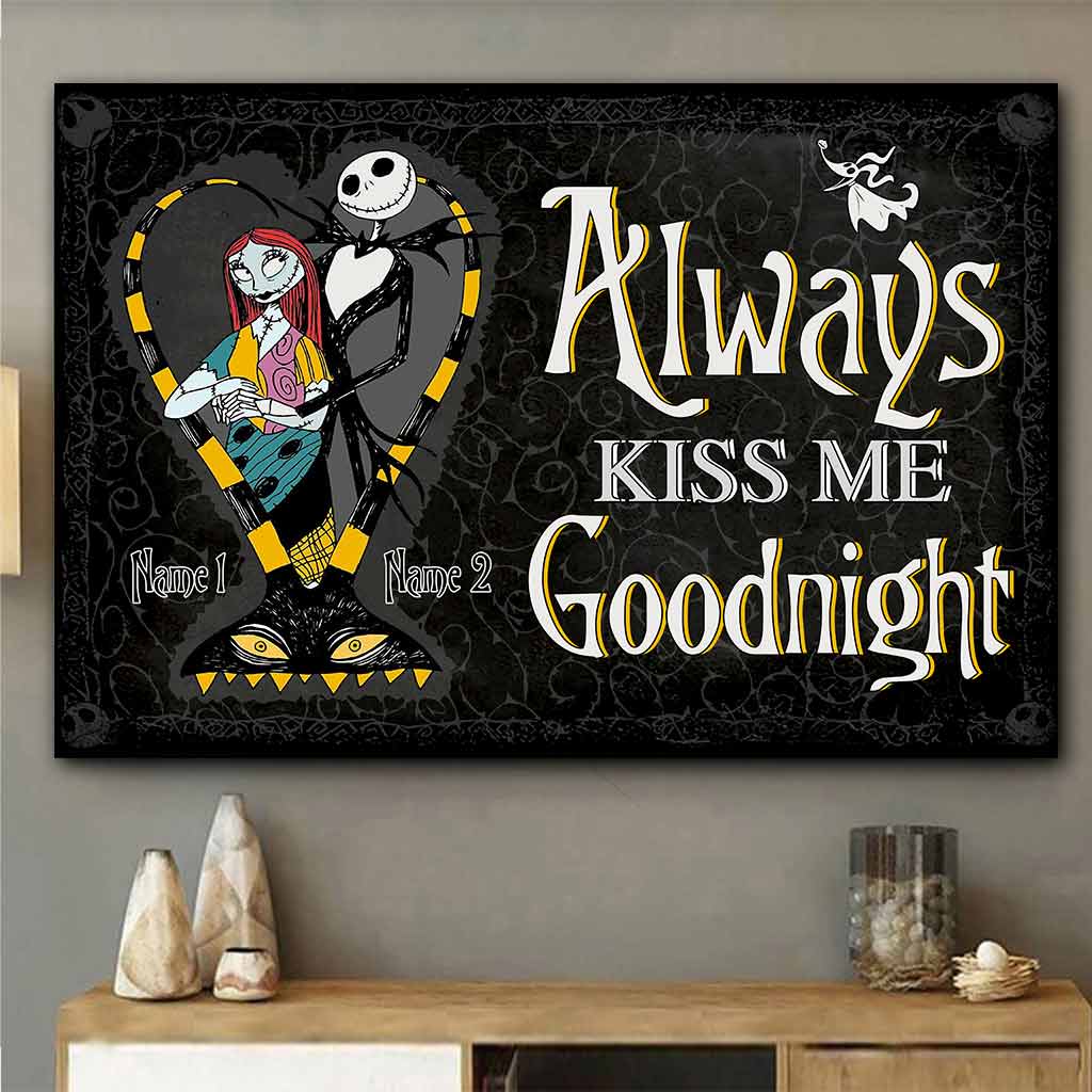 Personalized Nightmare Couple Poster Always Kiss Me Goodnight Gift Canvas and Poster GradoCreations