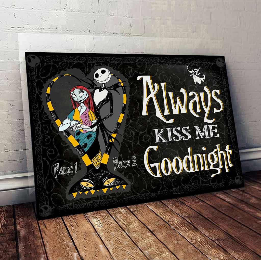 Personalized Nightmare Couple Poster Always Kiss Me Goodnight Gift Canvas and Poster GradoCreations