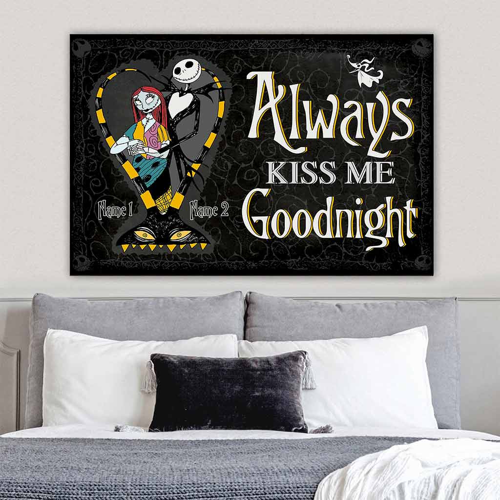 Personalized Nightmare Couple Poster Always Kiss Me Goodnight Gift Canvas and Poster GradoCreations
