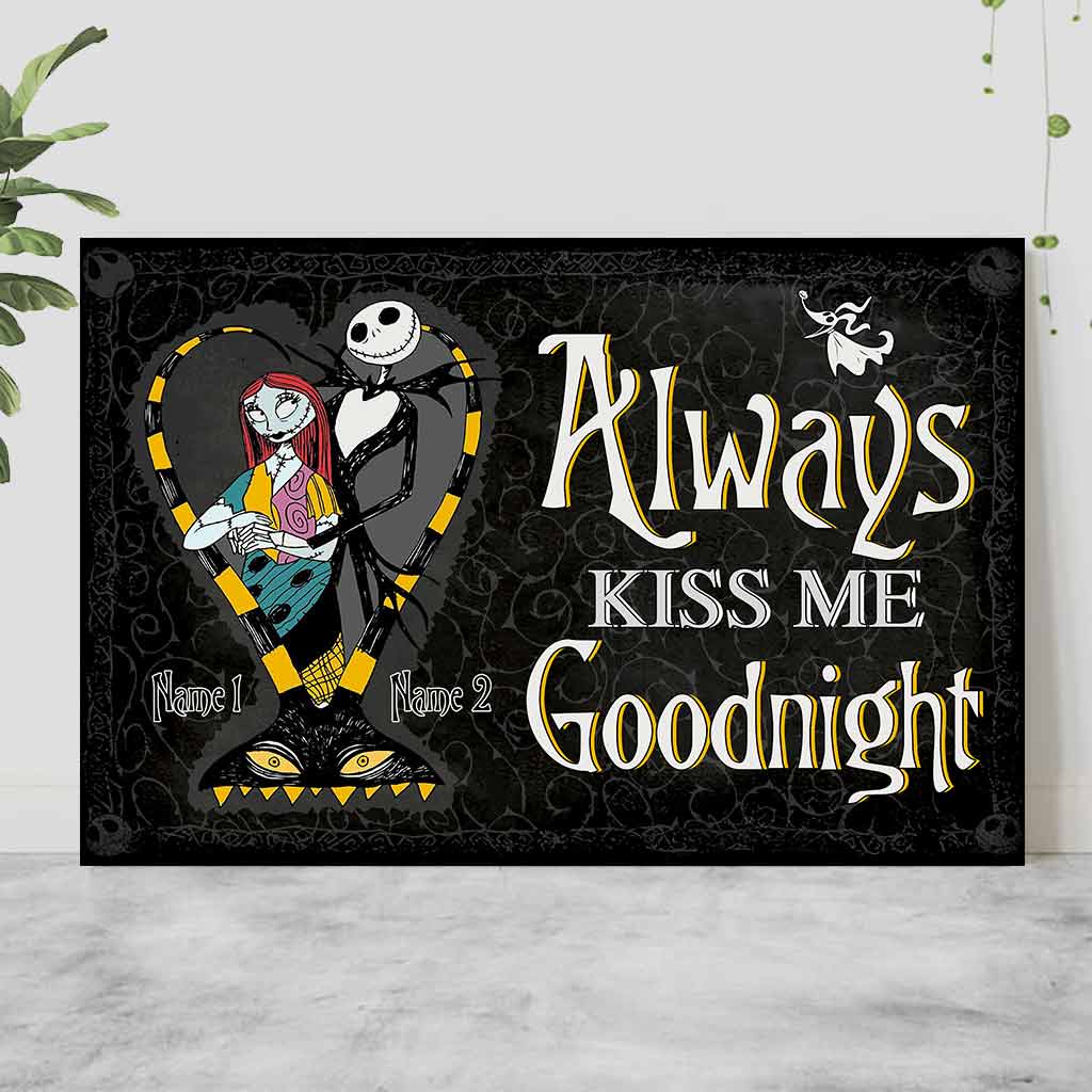 Personalized Nightmare Couple Poster Always Kiss Me Goodnight Gift Canvas and Poster GradoCreations