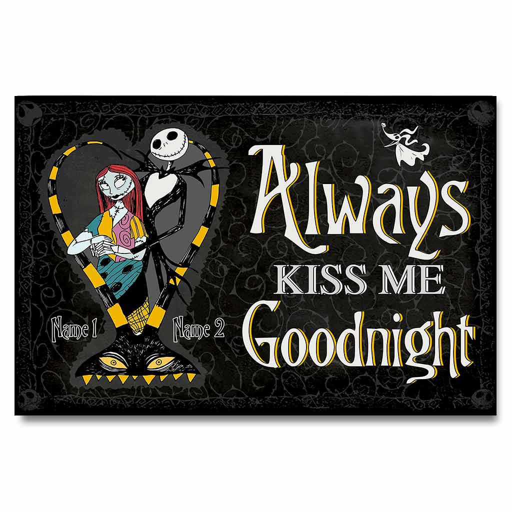 Personalized Nightmare Couple Poster Always Kiss Me Goodnight Gift Canvas and Poster GradoCreations
