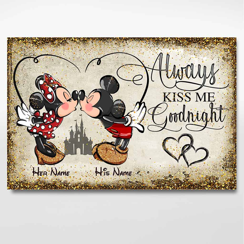 Personalized Mickey and Minnie Mouse Poster Custom Name Gift for Couples Canvas and Poster GradoCreations